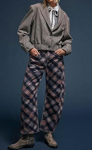 loveimgs Women Boyfriend Baggy Barrel Jeans Floral Print Denim Ankle Pants Wide Leg Mid Rise Jeans Sweatpants Y2k Patchwork thumbnail 6
