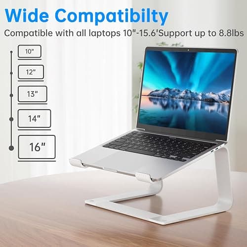 GleYo Laptop Stand for Desk Detachable Aluminum Computer Riser Portable Metal Notebook Printer Stand Holder Compatible with MacBook Air, Pro, Dell, HP, Lenovo and All 10-16" Laptops, Silver thumbnail 3