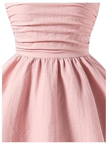 SHENHE Girl's Smocked Ruched A Line Swing Dress Layered Tie Shoulder Flowy Cami Short Dress thumbnail 4