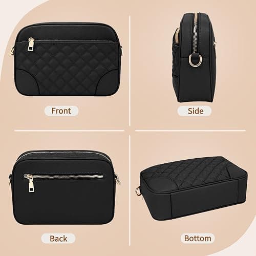 FYY Small Crossbody Bags for Women Quilted Vegan Leather Crossbody Purses for Women Travel with Adjustable Shoulder Strap thumbnail 6