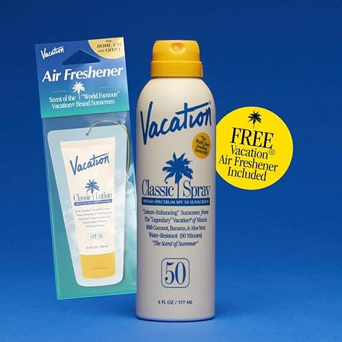 Vacation Classic Sunscreen Spray SPF 50 & Air Freshener Bundle, Water-Resistant, Lightweight, Transparent on All Skin Tones, Dermatologist-Tested, Vegan, 6 Fl. Oz. thumbnail 5