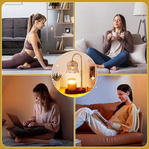 Candle Warmer Lamp Electric Timer - Vintage Heater Candles Warming Height Adjustable Dimmable Warmers Flower Lamps No Flame Heat Warm Melt Wax Jar Modern Home thumbnail 7