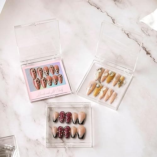 30Boxes Large (8 x 8cm) Press On Nail Packaging Storage Box and 90pcs Adhesive Tabs - Acrylic Organizer Case for Artificial Nail for Nail Business Supplies (clear, L) - clear - 30 Count (Pack of 1) thumbnail 4