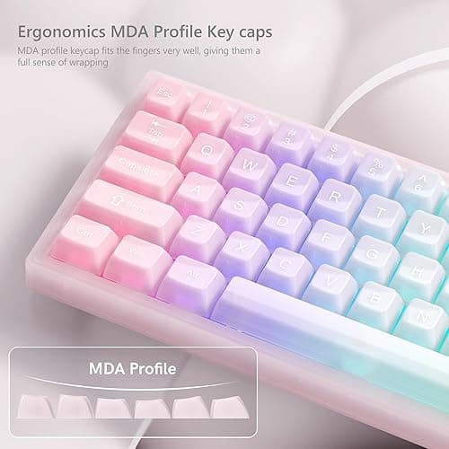 Womier Keyboard Keycaps Clear, Pink Keycaps 60 65 75 100 Percent, Transparent Jelly Cute Custom Key Cap Set for Cherry MX, Kailh, Outemu, Gateron Mechanical Keyboards(MDA Profile) thumbnail 4
