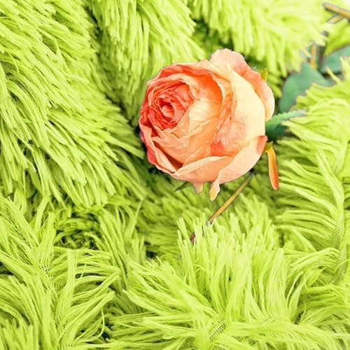 Plush Super Soft Blanket Bedding Sofa Cover Furry Fuzzy Fur Warm Throw Qulit Cozy Couch Blanket for Winter (51"x63",Yellow Green) thumbnail 6