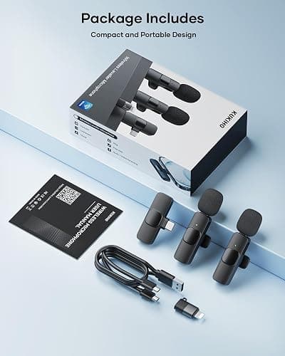 2 Pack Wireless Lavalier Microphone for iPhone iPad and Android Phone, Lapel Mic Plug and Play Wireless Mic Noise Reduction Mini Microphone for Video Recording Interview Podcast Vlog YouTube Tiktok thumbnail 9