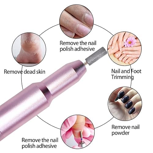 Nail Drill Kit Electric Rechargeable Set Cordless Nail Art Grinding Machine Compact Professional Nail File for Gel Manicure Pedicure Polishing Tool Household,Nail Removal Machine (Metallic Pink) thumbnail 3