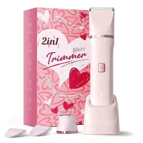 Bikini Trimmer for Women - Painless Electric Razors for Silk Skin,Cordless Body Shaver for Trip,Replaceable Lady Facial Razor, IPX7 Waterproof&Easy Cleaning, Ceramic Blade, USB Charge Dock Pink - Pink