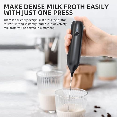 CIRCLE JOY Rechargeable Milk Frother Handheld, Coffee Frother Wand Drink Mixer with Stainless Steel Whisk for Coffee, Cappuccino, Lattes, Frappe, Matcha and Hot Chocolate, Black thumbnail 4