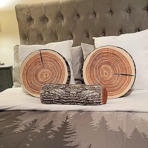 HYSEAS Decorative Round Throw Pillow, 3D Digital Print Comfortable Kids Funny Cute Wood Log Pillow Circle Seating Floor Cushion for Home, Couch, Sofa, Bedroom, Living Room Decor, Stump, 2 Pack thumbnail 7