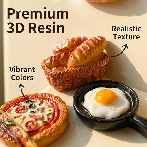 UJBVCX 24 Pieces Cute Mini Food Fridge Magnets, Funny Refrigerator Magnets, Colorful Cute Bread Refrigerator Tiny 3D, for Decor Whiteboard, Kitchen thumbnail 5