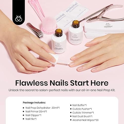 Beetles Nail Prep Kit Nail Dehydrator and Primer Nail Care Tool Kit 20ml Large Capacity Acid-Free & Hema-Free Dehydrate Bond Primer with Manicure Tools for Acrylic Nail Gifts for Women thumbnail 2