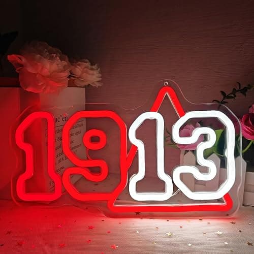 Vveikea 1913 Sorority Neon Sign Dimmable Sorority Neon Lights for Wall Decor Sorority LED Sign 1913 Light Up Sign for Party Sorority Gifts for Women Ladies Sisters - Image 1