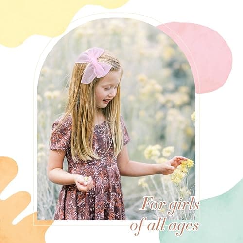 6 PCS Tulle Hair Bows for Girls, CN Toddler Bows with Glitter Star Alligator, Colorful Hair Barrettes Wedding Hair Accessories for Baby Girls Infants Toddler Teens Party (Type A) thumbnail 7