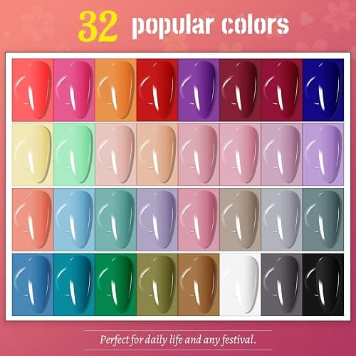 JODSONE 32 Colours Gel Nail Polish Kit with U V Light Classic Black and White Nude and Blue Purple Gel Nail Polish Set with Lamp Starter Kit Suitable for All Seasons Perfect Gifts for Manicure Lover thumbnail 3
