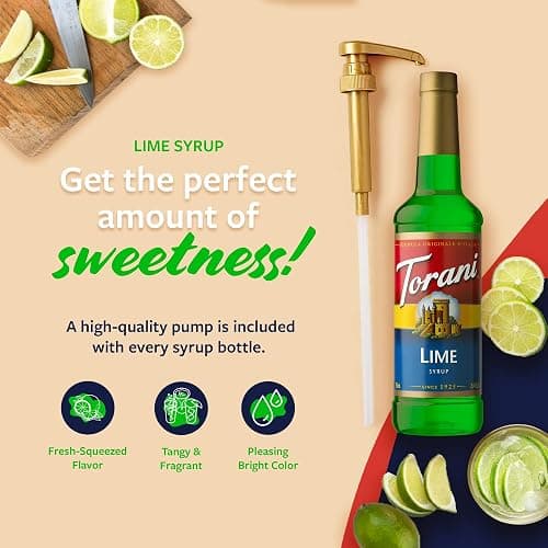 Torani Syrup, Lime Flavoring for Drinks, Pump Included, 25.4 Fl Oz | Sweeten & Add Dazzling Flavor to Dirty Sodas, Iced Tea, Lemonade, Italian Sodas | Made with Pure Cane Sugar thumbnail 3