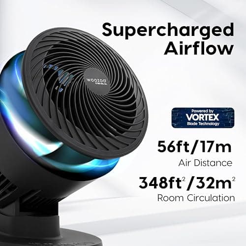 IRIS USA WOOZOO Air Circulator Fan with Remote, Oscillating, 3 Speeds, 56ft Max Air Distance, Adjustable Tilt, Quiet Motor, Small Fan for Bedroom, Office, Dorm, Black thumbnail 3