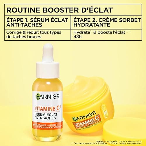GARNIER - SkinActive Vitamine C - Crème Sorbet Hydratante Fresh & Bright (85 ml) + Sérum Jour Vitamine C (30 ml) - Réduit Les Taches Brunes, Unifie & Boost l’Éclat du Teint - Tous Types de Peaux thumbnail 4