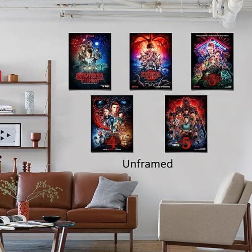 Pauluios 5PC-Stranger Things Season 5 poster For Fans Kids room Bedroom wall Decor -Movie Stranger Things Posters Canvas Prints Picture For Teen Boy girls Gifts thumbnail 4