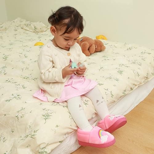 Cartoon Slippers with Memory Foam Kids Plush Warm Winter House Shoes thumbnail 6
