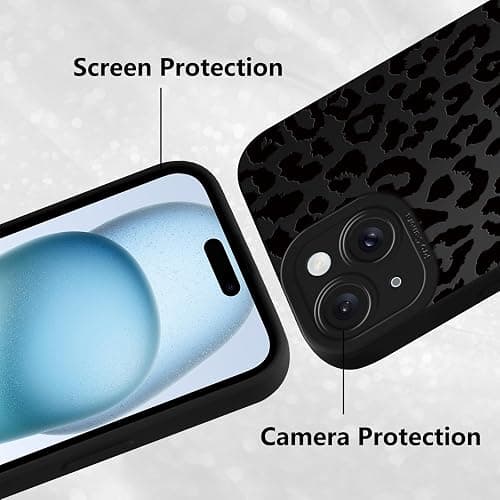Cinysnt Cute Black Cheetah Print Phone Case for iPhone 15 6.1" | Aesthetic Leopard Pattern Design Cover Full Camera Lens Protective Shockproof Soft Slim TPU Funda for Men Women Girls thumbnail 5