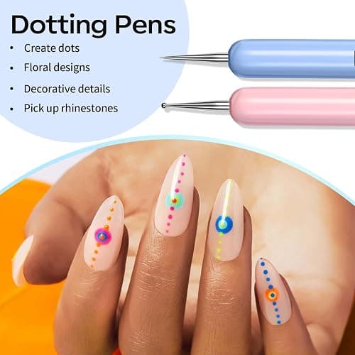 Modelones Nail Art Brushes Set, Nail Brush kit Gel Polish, Extension Gel, Liner, Clean up, Carving, Apex Building, Dotting Pens Professional Tools for Drawing Painting 3D Design Salon & DIY Use thumbnail 5