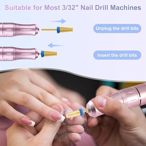 CGBE 2 Stück Nagelfräser Aufsätze, Wolframcarbid Hartmetall Nagelfräser Bits Mittlere Körnung Entfernen Gel Acryl Nagelhaut, 3/32 Zoll Gold Fräser Bits für Maniküre Pediküre, Kegel + Spitzkegel Form thumbnail 6