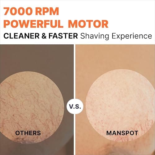 MANSPOT Manscape Groin & Body Hair Trimmer for Men, Electric Ball Pubic Trimmer Shaver,Manscape Kit with 4 Guard,Replaceable Ceramic Blade Heads,Waterproof Wet/Dry Shaver,90 Minutes Shaving thumbnail 4
