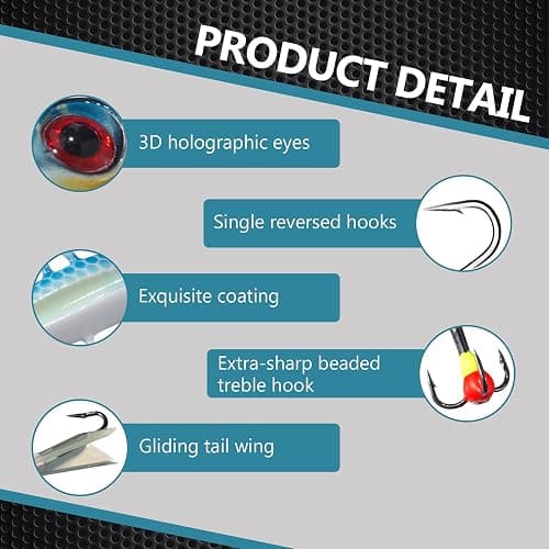 BASSDASH Ice Fishing Lures with Glide Tail Wings Winter Ice Jigging Fishing Jigs for Bass Perch Walleye Pike thumbnail 2