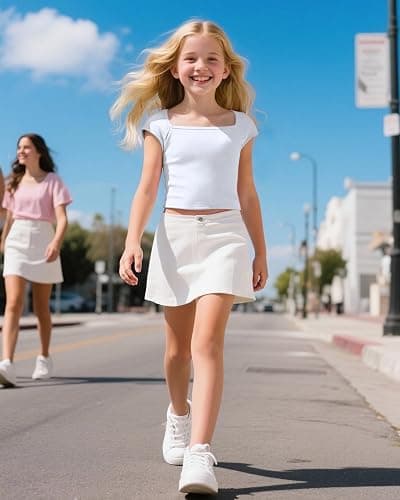 NUMYEAN Crop Tops for Girls Short Sleeve Shirt Girls Summer Tops Square Neck Slim Fit Tops Basic Tee thumbnail 4