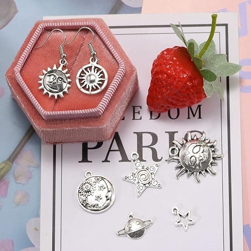 Weyuley 100g Mixed Antique Silver Sun Star Moon Charms Pendants DIY Bracelets Necklace Jewelry Making Craft Wholesale (A469) thumbnail 8
