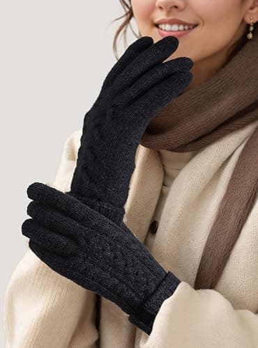 TRENDOUX Merino Wool Womens Winter Gloves Folding Cuffs Touchscreen Soft Skin-Friendly Jacquard Thin Knit Warm Glove thumbnail 6