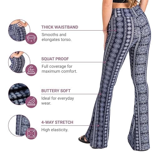 SATINA High Waisted Flare Leggings for Women - Yoga Pants for Women - Buttery Soft Bell Bottom Palazzo - Versatile Sizing thumbnail 5