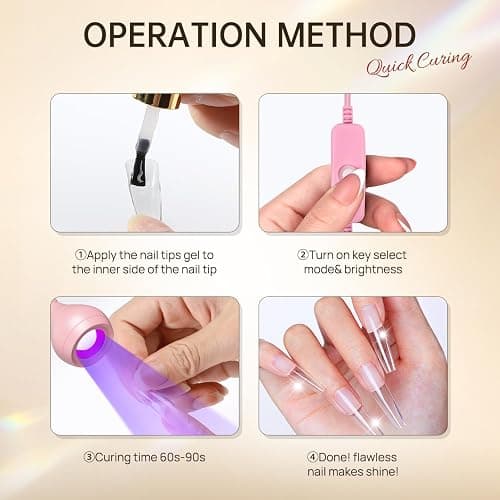 AORAEM LED Nail Lamps 3W Flexible Gooseneck Lamp Quicky Dry Nail Manicure Dryer Gel Polish Curing Light Plug Play Portable Flash Cure Light for Gel Nails Home DIY Professional Nail Tools Pink thumbnail 8