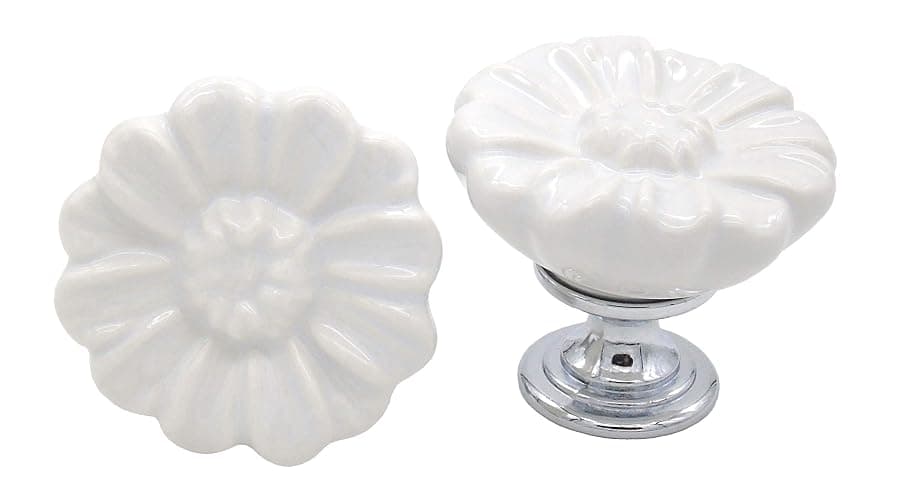 Tecrio 6PCS Vintage Floral Daisy Ceramic Dresser Drawer Knobs Elegant Cabinet Cupboard Door Hardware Pull Handles w/Screws White thumbnail 5