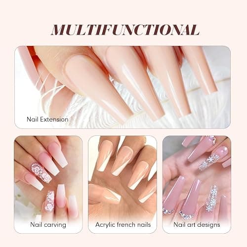 Saviland Acrylic Nail Kit, 3 Colors Pink Nude Clear Acrylic Powder and Liquid with Brush, Froms Dappen Dish Set for Nail Extensions & Manicures thumbnail 5