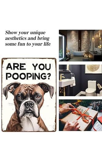 TopPacific Funny Boxer Dog Are You Pooping Metal Signs Vintage Farmhouse Bathroom Wall Decor Boxer Dog Lovers Gift 8 x 12 Inch(961) thumbnail 7