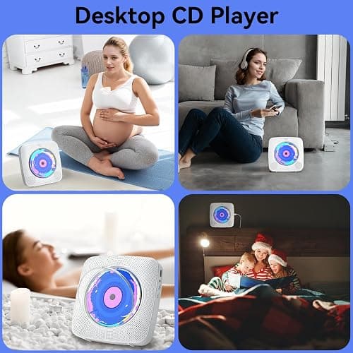 CD Player Portable Bluetooth Rechargeable: CD Players for Home with 1800mAh Kegaudio Desktop Wall CD Player with Speakers FM Radio USB Remote Control thumbnail 9