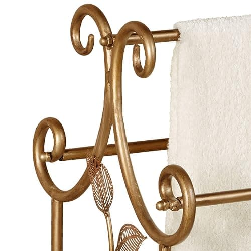 Touch of Class Eden Towel Rack Stand - Metal - Champagne Bronze Finish - Freestanding Holder for Bathroom, Pool - Three Bar Storage for Towels - Nature Inspired - Powder Coated thumbnail 4