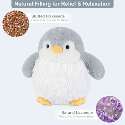 SuzziPals Heatable & Coolable Penguin Plush, Microwavable Heating Pad Stuffed Animal for Soothing & Relaxation, Cute Stuffed Penguins Toy, Penguin Gifts for Girls & Boys thumbnail 3