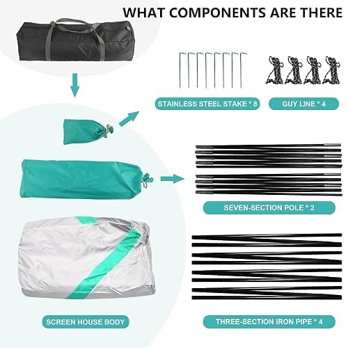 GREGIN Screen House Room 11x11 Ft Mesh Net Tent Canopy Shelter Gazebo, Easy Setup & Waterproof & Sunshade, Suitable for Camping Trip, Backyard, Beach, Picnic thumbnail 9