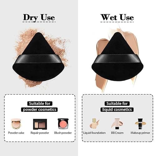8Pcs of Triangular Powder Puff Makeup Sponges, Made of Super-soft Velvet, Designed for Contouring, Eye, and Corner, Beauty Blender Foundation Mixing Container.(Black) thumbnail 3