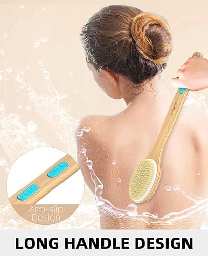 Metene Shower Brush with Soft and Stiff Bristles, Bath Dual-Sided Long Handle Back Scrubber Body Exfoliator for Wet or Dry Brushing - 1 Count (Pack of 1) thumbnail 3