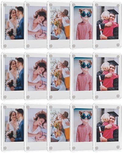 SUNEZLGO 15 Pack Acrylic Fridge Magnetic Frame for Polaroid, 2.36x3.54 In Mini Picture Frames for Fujifilm Instax Mini, Double Sided Photo Refrigerator Magnet Picture Frame Clear Picture Display Frame - Image 1