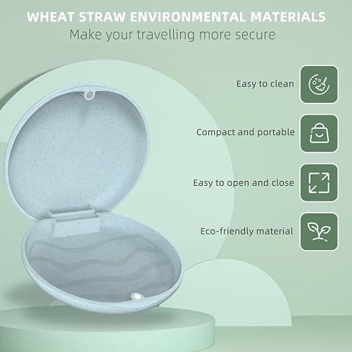 Ralegy Retainer Case, Retainer Case Slim, Mouthguard Case, Orthodontic Case, Wheat Straw Box, Blue thumbnail 5