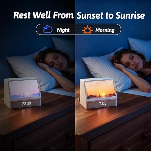 Gemmac Sunrise Alarm Clock Night Light, Hatch Alarm Clock for Adults with Sound Machine Bluetooth Speaker White Noise Sound Machine Sunrise Clock Night Lamp for Nightstands Room Decor Gifts Ideas thumbnail 7