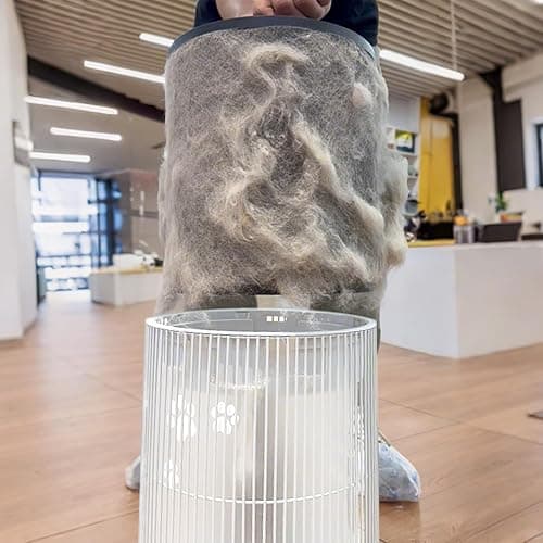 WiseSky Pet Air Purifier, 3-in-1 HEPA Filter for Cat Hair Dander Odor Dust, for Home Large Room, Up to 1644 ft², Smart App Control, 360° Air Intake, W-Cat, White thumbnail 3