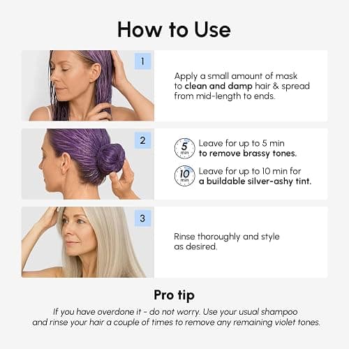 MAREE Anti Yellow Purple Hair Mask for Damaged Hair - Purple Deep Conditioner & Blonde Toner - Hydrating Deep Conditioning for Dry, Curly, Blonde, Orange, Brassy, Bleached - Mascarilla para el Cabello thumbnail 7