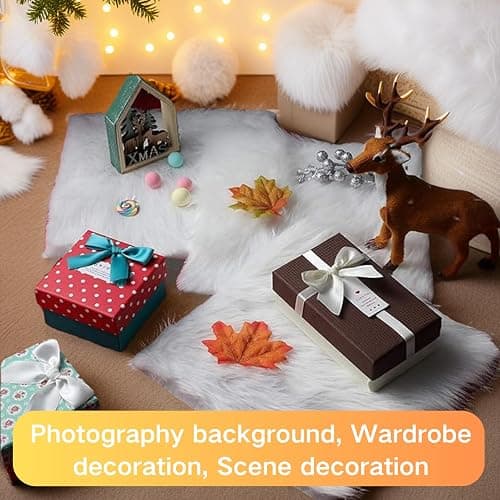 Yueeer Rectangle 10 x 15 Inches Small Product Photo Background & Luxury Photo Props，Area Rugs Fluffy Carpet Mini Small Size，Great for Nail Art, Home Decor，Tabletop Photography, Jewelry (White) thumbnail 4
