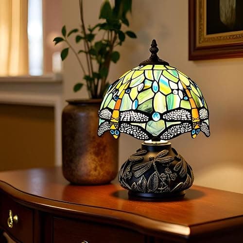 HWDFEI Small Tiffany Mushroom Table Lamp,Mini Memory Sympathy Antique lamp 8X11 Inch (Brown Dragonfly) thumbnail 8